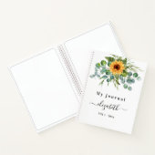 Zonnebloem, eucalyptusgroenscriptnaam notitieboek (Binnen)