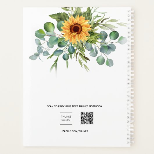 Zonnebloem, eucalyptusgroenscriptnaam planner (Achterkant)