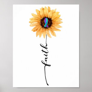 Zonnebloem Faith Blauw Paarse Zelfmoordpreventie A Poster
