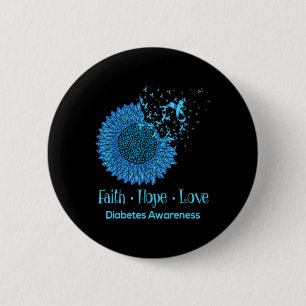 Zonnebloem Faith Hope Love Diabetes Awareness Diab Ronde Button 5,7 Cm