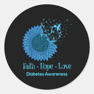 Zonnebloem Faith Hope Love Diabetes Awareness Diab Ronde Sticker