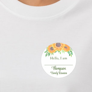 Zonnebloem Familie Reünie Naambadge Ronde Sticker