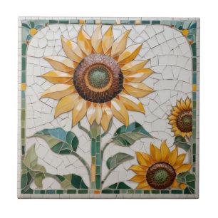 Zonnebloem Faux Mozaïek Wit Tegeltje