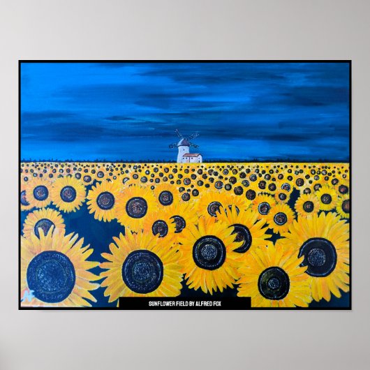 Zonnebloem Field schilderij van Alfred Fox Poster (Voorkant)