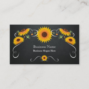 Zonnebloem Floral Chalkboard  Visitekaartje