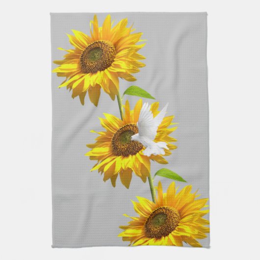 Zonnebloem Floral Dove Kitchen Towel Theedoek (Verticaal)
