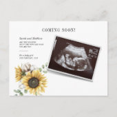 Zonnebloem Floral Eucalyptus Sonogram Zwangerschap Aankondigingskaart (Voorkant)