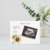 Zonnebloem Floral Eucalyptus Sonogram Zwangerschap Aankondigingskaart (Staand voorkant)