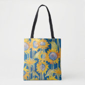 Zonnebloem Floral Pattern Blue Draagtas (Voorkant)