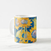 Zonnebloem Floral Pattern Blue Koffiemok (Voorkant links)