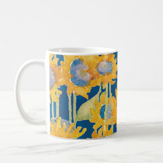Zonnebloem Floral Pattern Blue Koffiemok (Links)