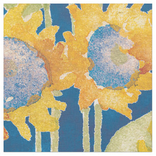 Zonnebloem Floral Pattern Blue Stof
