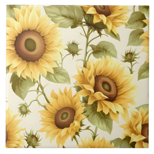 Zonnebloem Floral Pattern Tegeltje (Voorkant)