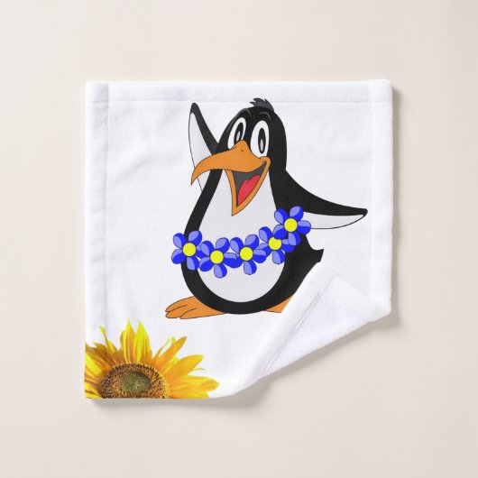Zonnebloem Floral Penguin Bath-handdoeken Bad Handdoek (Wasdoekje)