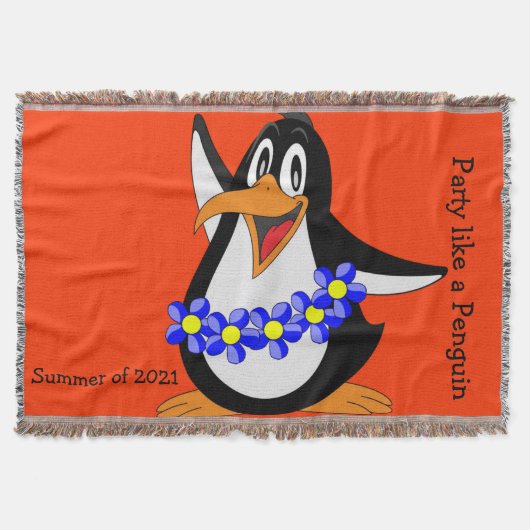 Zonnebloem Floral Penguin Throw Blanket Deken (Voorkant)
