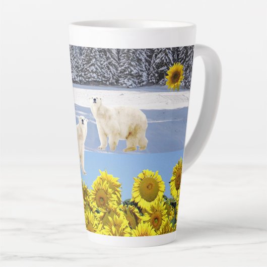 Zonnebloem Floral Polar Beer Dove Latte Mok (Rechterhoek)