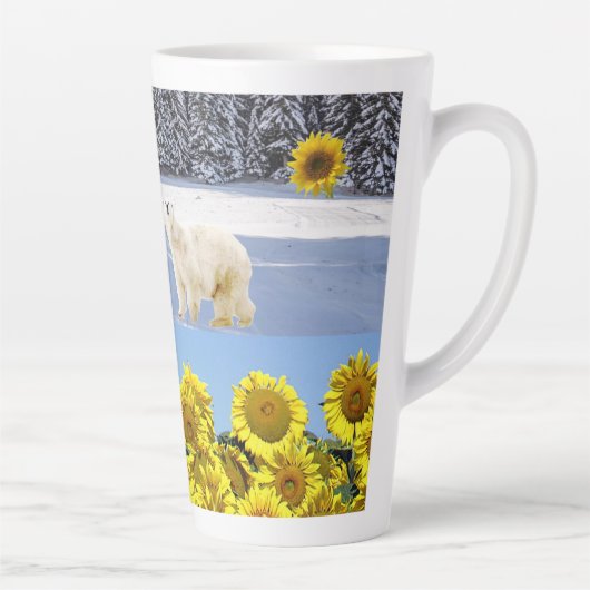 Zonnebloem Floral Polar Beer Dove Latte Mok (Rechts)