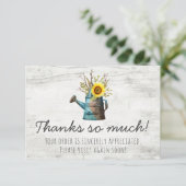 Zonnebloem Floral & Rustic Wood  Dank u Bedankkaart (Staand voorkant)