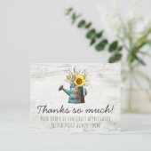 Zonnebloem Floral & Rustic Wood  Dank u Briefkaart (Staand voorkant)