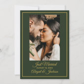 Zonnebloem Forest Green & Gold Wedding Aankondigin Kaart (Voorkant)