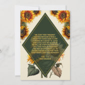 Zonnebloem Forest Green & Gold Wedding Aankondigin Kaart (Achterkant)