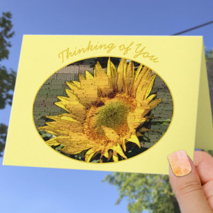 Zonnebloem Foto Woord Typografie Denk Aan Jou Kaart