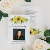 Zonnebloem Funeral in Loving Memory Poem Kaart Visitekaartje