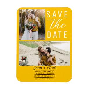 Zonnebloem Geel 2 Foto's Save the Date Wedding Magneet