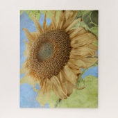 Zonnebloem Geel Blauw Boho Rustisch Land Floral Legpuzzel (Verticaal)