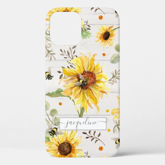 Zonnebloem Geel Bumble Bee Rustisch Script Case-Mate iPhone Case (Achterkant)