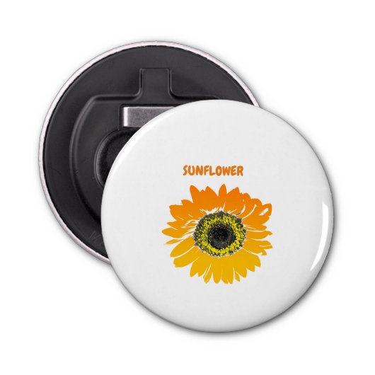 Zonnebloem geel button flesopener (Voorkant)
