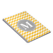 Zonnebloem Geel Chevron Pattern Gray Monogram Notitieboek (Rechterzijde)