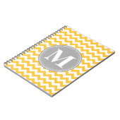 Zonnebloem Geel Chevron Pattern Gray Monogram Notitieboek (Linkerzijde)