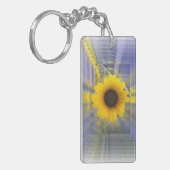 Zonnebloem Geel en Blauw Infinity Design Sleutelhanger (Voorkant Links)