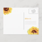Zonnebloem geel foto bruiloft dank u briefkaart (Achterkant)