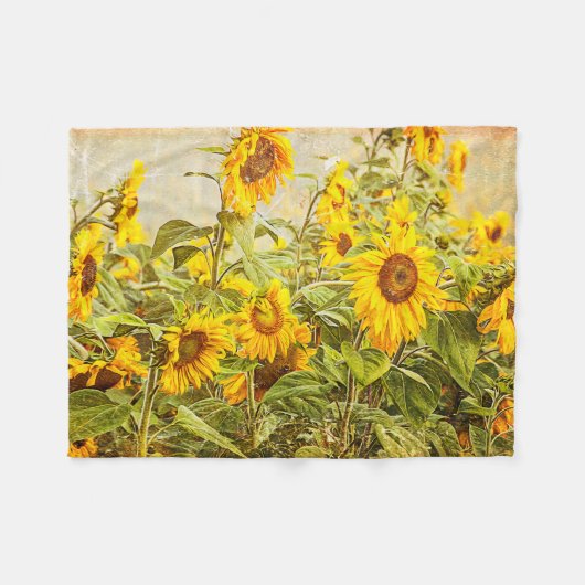 Zonnebloem  Geel Groen Land Kunst Fleece Deken (Voorkant (Horizontaal))