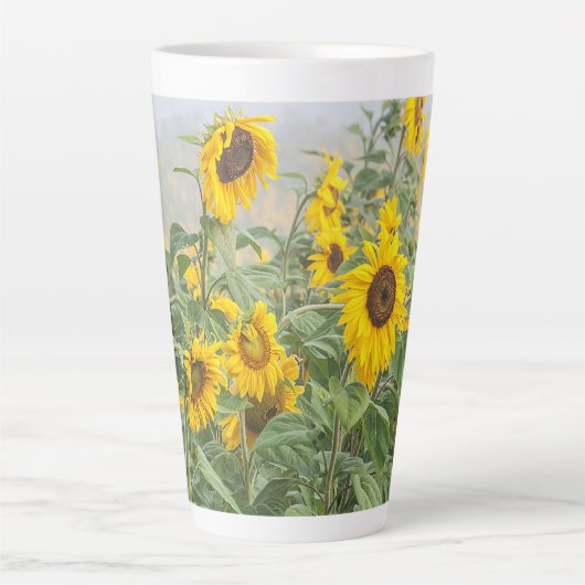 Zonnebloem Geel Groene Mooie Floral Latte Mok (Voorkant)