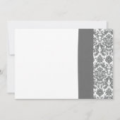 Zonnebloem Geel Pewter Gray White Damask Weddensch Kaart (Achterkant)