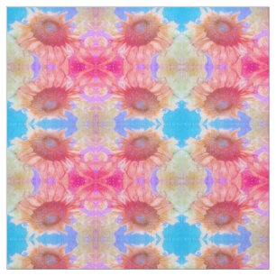 Zonnebloem Geel Roze Blauwe Boho Chic Floral Stof