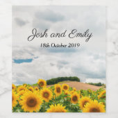 Zonnebloem geel rustieke bruiloft wijn etiket (Enkel label)