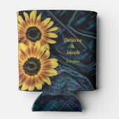 Zonnebloem Geel Rustieke Denim Blauwe Jeans Bruilo Blikjeskoeler (Achterkant)