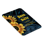 Zonnebloem Geel Rustisch Blauw Denim sparen de dat Magneet (Rechterzijde)
