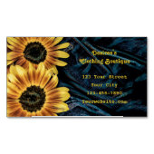 Zonnebloem Geel Rustisch Denim Blue Jeans Magnetisch Visitekaartje (Voorkant)