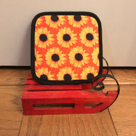 Zonnebloem Geel Sinaasappel Kleurrijke Pickleball  Ovenwant & Pannenlap Set