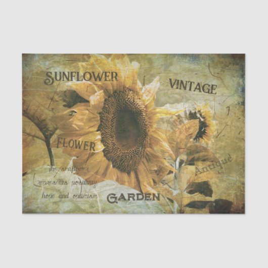 Zonnebloem Geel Textuur Ephemera Tissuepapier (Voorkant)