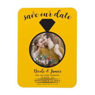 Zonnebloem Geel Trouwring Foto Save the Date Magneet