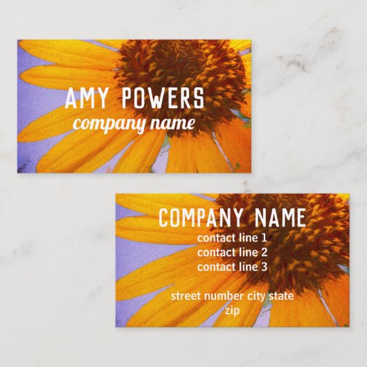zonnebloem - geel vrolijk dubbelzijdig visitekaartje (Voorkant / Achterkant)
