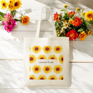 Zonnebloem Geel Wit Bloem Tote Bag