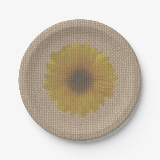 Zonnebloem, geïnspireerd door Burlap Papieren Bordje (Voorkant)