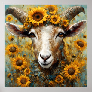 Zonnebloem Geit Poster